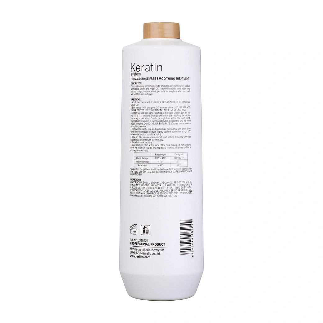 LUXLISS Keratin Systern Formaldehyde Free Smoothing Treatment - 1000ML